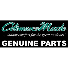 Logo with text: Coleman-Mach, indoor comfort for the great outdoors! Genuine parts.