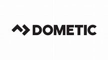 Logo of Dometic with black text and a geometric design on the left side.